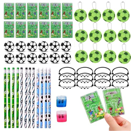 Aoksily Artículos de Fiesta Fútbol Cumpleaños Niños, Relleno Piñata Futbol Party Favores Cajas de Regalos Futbol Niños con Gomme, matite, giochi labirinto sul calcio, ciondoli che si illuminano