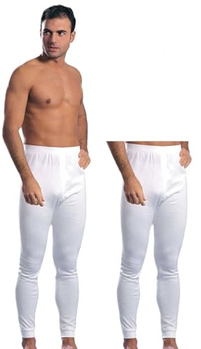 Set 2 MUTANDE LUNGHE UOMO IN CALDO COTONE FELPATO,MADE IN ITALY,CALZAMAGLIA SOTTOPANTALONI CON ELASTICO IN VITA E APERTURA FRONTALE,NERO E BIANCO. (IT, Testo, XL, Regular, Regular, 2 PEZZI BIANCO)
