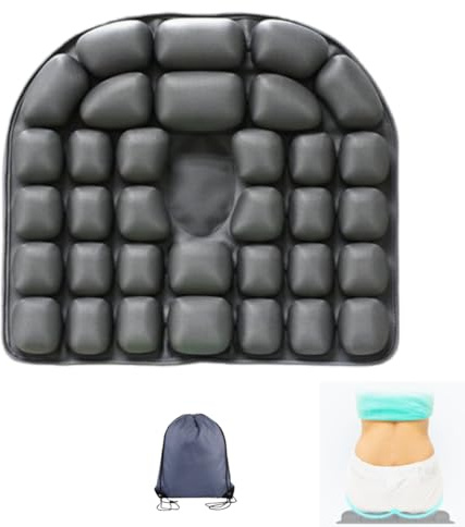 Cojín inflable de viaje, asiento de celda de aire 3D para avión, silla de ruedas, oficina, reduce la presión del coxis y alivia el dolor de cadera