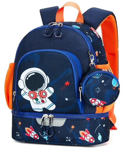 PROTAURI Flickor pojkar dagis ryggsäck med bröstremmar, reflekterande dagis skolväska med plånbok, vattentät dagis barnväska för 2–6 år, 11,5 l, Astronaut, Traditionella ryggsäckar