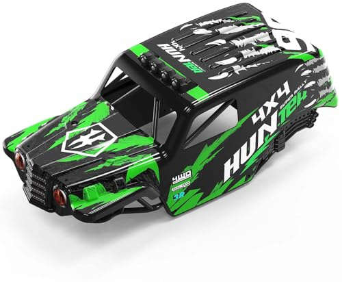 Womaqu RC Car Carrozzeria Pezzo di Ricambio 1:14 – Robusta carrozzeria in PVC con Striscia Luminosa a LED, Colore Verde/Nero, Compatibile con HS14312