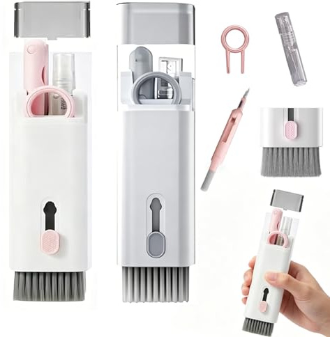 Keyboard Cleaner Kit, Laptop Cleaning Kit for Electronic Devices, Deep Cleaning Earbuds Sound Holes and Keyboard Gaps, Portable Two-Piece Cleaning Tool Set with Specialised Brushes and Microfibre Clot