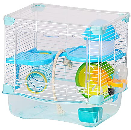 Roborowski Hamster Cage 27 x 21 x 27 cm Small Drinking Trough Feeding Bowl (Blue)