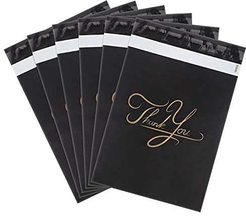 Wanxida Lot de 100 Sacs d'expédition en Plastique, Conditionnements Plastique Polystyrène Pochettes avec Bande adhésive auto-scellante, 35x45cm(Noir)