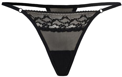 Teyli Calzoncillos de Malla para Mujer con Encaje Floral Erori, Negro, XXL Grande