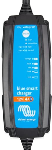 Victron Energy Blue Smart IP65 Smart Car Battery Charger 12V 4A, Trickle Charger for Car Battery and Desulfator for Motorcycle, ATV, RV, Lithium and Deep Cycle Batteries, UK