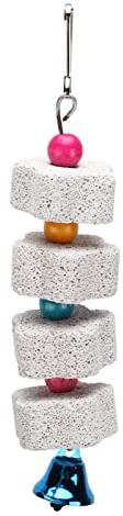 Vogel-Kauspielzeug mit Mineralstein, Backenzahn-Spielzeug mit Glocke, Schleifstein für Kakadu, Wellensittich, Sittich, Nymphensittich, Lovebird
