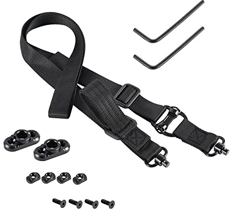 AQKTADXI Rifle Sling - 2 Point Quick Adjust with QD Swivels, Gun Sling Strap with Fast Adjust Loop, 2 PCS QD Mount for Mlok