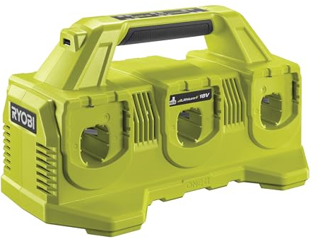 RYOBI Chargeur 6 Ports 18V One+ RC18640 – Charge Séquentielle, Compatibilité Universelle One+, Voyant de Charge Intégré