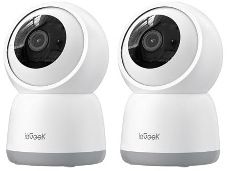 ieGeek 5MP Telecamera WiFi Interno 2,4GHz/5GHz, Videocamera Sorveglianza con Tracciamento del Movimento, Rotazione a 360° PTZ, Visione Notturna, Audio Bidirezionale, Funziona con Alexa, SC1 Pro, 2pz