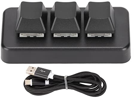 Aramox Mini Tastierino da Gioco a 3 Tasti, Tastierino Programmabile a 3 Tasti Retroilluminato RGB, Mini Tastierino Macro Meccanico con Interfaccia USB, Plug and Play per Computer (BLACK)