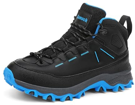 Xemuck Chaussures de Randonnée pour Enfant Garçon Chaussures de Trekking pour Fille Antidérapant Montagne Chaussures de Sport Confortables Quatre Saisons Bleu Noir 33