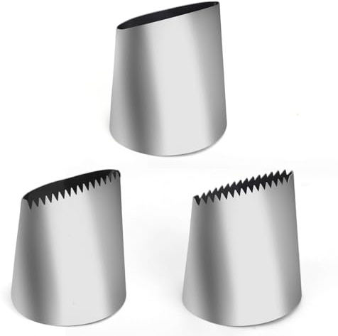 Tinoaly 3 Uds Juego de Boquillas Pasteleria Grandes, Acero Inoxidable Kit de Boquillas Manga Pastelera Herramientas Repostería y Pastelería para Principiantes