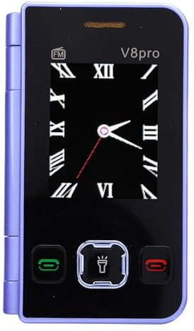 MENDUNER Teléfono con Tapa de Pantalla Dual, Radio FM, Teclas Grandes en Varios Idiomas, Teléfono Móvil 2G con Linterna LED de Pantalla Dual, Vibración de Marcación Rápida para Hogares (Purple)