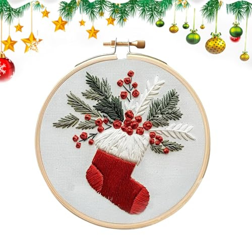 Générique Julbroderikit - kreativt hobbymaterial för handgjorda dekorationer, enkla kit, festlig julklapp, kreativt vinterhantverk för vuxna och