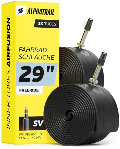 Alphatrail MTB cykelslang AirFusion 29 tum SV 40 mm 2-pack med mobilitetsgaranti I kompatibla cykeldack Schwalbe, Continental, Conti, Michelin, Maxxis och Kenda