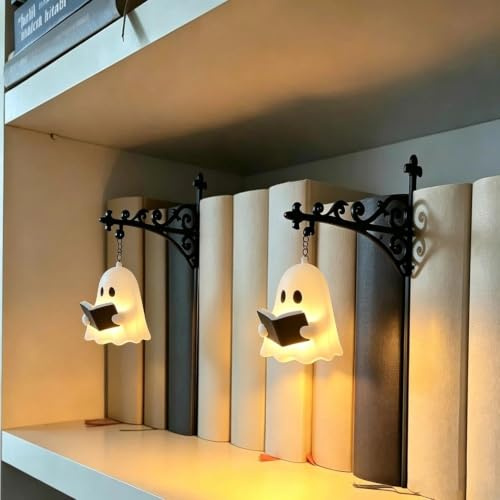 Spökbokhylla lykta, magiskt läsljus för studier Läshörna Hembibliotek Ghost 2Pcs