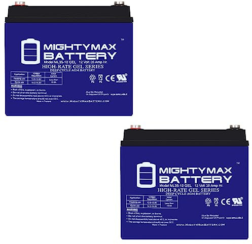 Mighty Max Battery 12V 35AH Gel Battery for U1 One New Wheelchair Deep Cycle - 2 Pack
