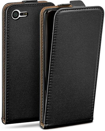 moex Flip Case für Sony Xperia X Compact Hülle klappbar mit 360 Grad Schutz, Handyhülle mit Displayschutz, PU Leder Handytasche Lederhülle, Flip Case Cover Klapphülle, Schwarz