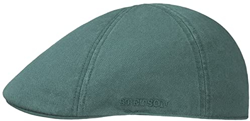 Stetson Texas Cotton Flat Cap with UV Protection 40+ - Cotton Peaked Ivy Cap - Solid-Color Cap for Spring/Summer Petrol Blue XL (60-61 cm)