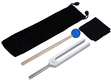 DRELD 432Hz Stimmgabel Aluminiumlegierung Metall Stimmgabel Standard mit Silikonhammer und Samtbeutel medizinische Stimmgabel für DNA Heilung Klangtherapie Health Tool Set