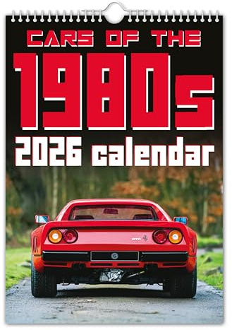 The Calendar King Calendario de pared de Cars of the 1980's 2025, calendario de pared A4, Navidad, cumpleaños, idea de regalo, novedad, humor, amigo secreto, planificador de año, regalo de oficina