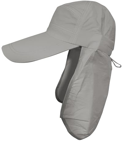 Gorra Nuca para Hombre y Mujer, Gorras y Sombreros Protección UV, Gorras de béisbol con Cubierta de Cuello Plegable y Secado Rápido, Talla única (FR/ES, Letras, Talla única, Gris 2)