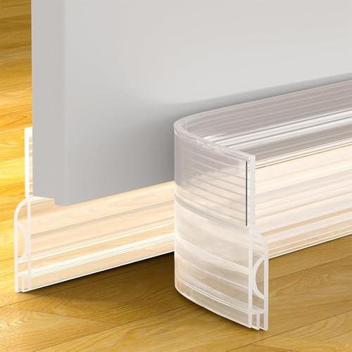 Türdichtung Zugluftstopper für Türen- Premium Türdichtung selbstklebend Energie Sparen Schnell einfach Angebracht Tür Zugluftstopper für Isolierung Schallschutz, Kälteschutz (Transparent, 1M)