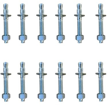 Caiyloxn 12 Stück Schwerlastdübel M8 X 8cm Bolzenanker Verzinkt Betonanker Schwerlastanker Keilanker Ankerbolzen Inklusive Mutter und Unterlegscheibe