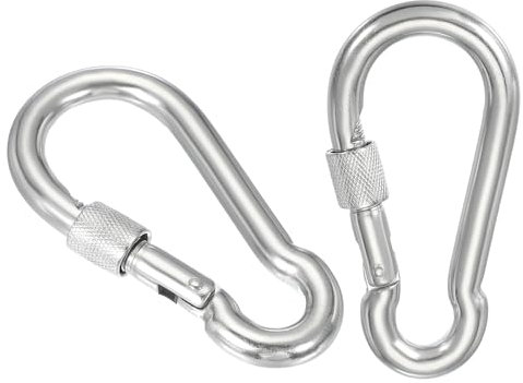 sourcing map Screw Locking Clips M10 3.98 Inch,304 Stainless Steel Spring Snap Hook for Outdoor Lifting Hanging Camping Swing Hammock Hiking Quick Link Pack of 2