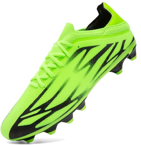 ASOCO DREAM Football Boots Men's Astro Turf Trainers Outdoor Football Cleats Professional Athletics Sneakers Teens Training Soccer Shoes,Green,6.5 UK