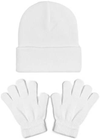 Generisch Garçons Enfants Bonnets Bonnet Doux Enfants Hiver avec Moufles pour Garçons Bonnet en Laine Hiver Garçons Casquette Enfants Chapeaux Enfants Chapeaux Bonnet à Pompon, Blanc., 2-8 ans