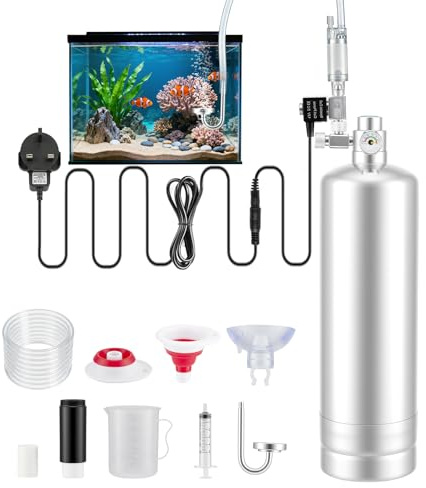 Normodic Aquarium CO2 Generator System, 2L Stainless Steel Carbon Dioxide Reactor Kit with Regulator Solenoid Valve & Needle Valve, Bubble Counter, CO2 Diffuser Cylinder Kit for Aquarium Plants