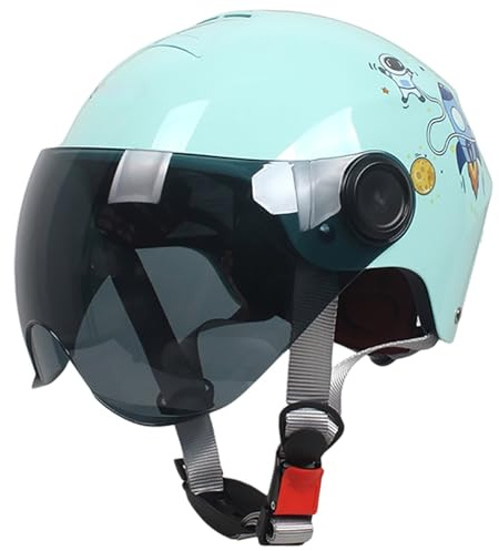 Casque De Moto Enfant, Casque De Trottinette Pour Garçons Et Filles De 4 À 12 Ans, Avec Visière Anti-Rayures, Homologué ECE Pour Trottinette Électrique 13,48~52cm