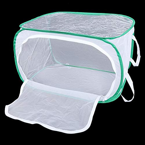 Annadue Stort Ventilerat Fjärilshus, Hopfällbar Bärbar Avelsbur, Hållbar insektsmiljö, Nätbur för Larver, Utomhus Fjärilshölje med Dragkedja (40 * 40 * 60 cm)
