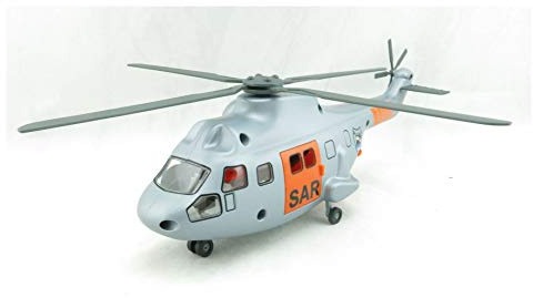 Siku 2527, SAR Transporthubschrauber, 1:50, Metall/Kunststoff, Inkl. Trage und zu rettende Spielzeugfigur, Automatisch einziehbare Seilwinde, Mehrfarbig