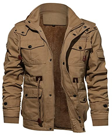 TACVASEN Chaqueta de Invierno Hombre Abrigo Chaqueta Lana Militar Chaqueta Táctica Outdoor Chaqueta de Bombardero Cargo Chaqueta Trabajo Algodón Chaqueta Abrigada con Capucha Chaqueta Casual Saco