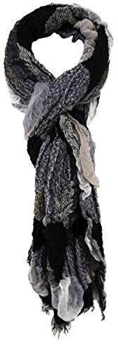 TigerTie Designer Schal in grau schwarz weiss gemustert Größe 260 x 60 cm