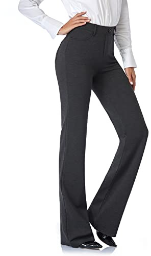 Tapata dam 71 cm/76 cm/81 cm/86 cm bootcut stretchbyxor med 4 fickor, stor/lång/normal/petite för kontor affärer vardag eleganta byxor, Kol, S / 32L