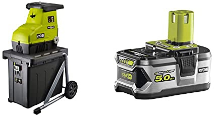 Ryobi RSH3045U 3000W Silent Impact Shredder, Amazon Exclusive & Ryobi RB18L50 ONE+ Lithium+ 5.0Ah Battery, 18 V