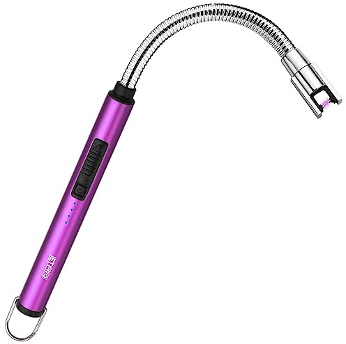 JETPRO Candle Lighters USB Rechargeable Arc Electric Lighter with 360° Flexible Neck for Candle BBQ Camping (Purple)