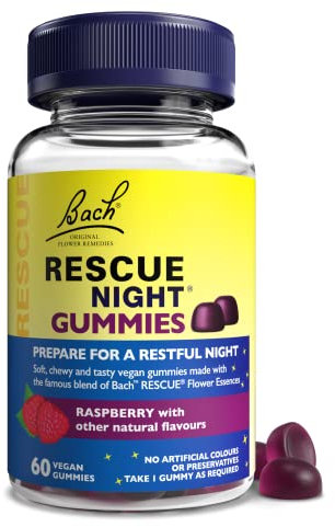 Rescue Night Gummies | Natural Bedtime Support | Bach Original Flower Essences | 60 Vegan Raspberry Flavoured Gummies | Help Prepare for Restful Sleep​