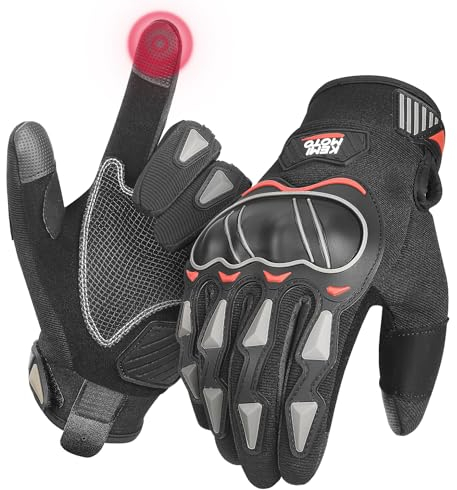 KEMIMOTO Guanti da Moto, Guanti Moto Estivi, Guanti da Moto Uomo Donna Touchscreen, Guanti Moto con Protezione Dura per le Nocche, per Mountain Bike Scooter Motocross Arrampicata Nero XXL