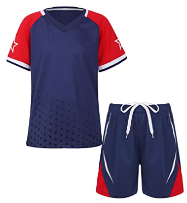 Yeahdor pojkar sportset kortärmad sport t-shirt tröja med sportbyxor kort träningsoverall fotbollskläder set fitness löpning basket