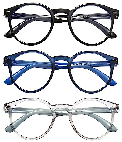 SANHOOPOLO Kids Blue Light Blocking Glasses 3 Pack Kids Computer Gaming Blue Blockers Glasses for Boys Girls Age 3-11 (Black + Dark blue + Light grey)