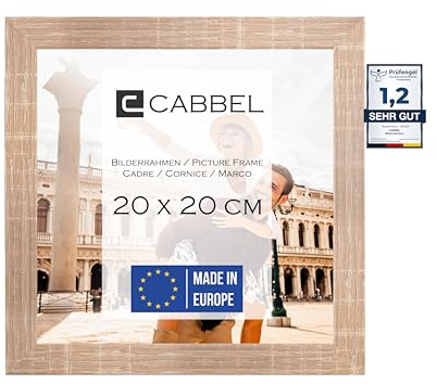 CABBEL Cornice 20x20 cm, moka, robusta cornice in legno MDF, plexiglass infrangibile, da appendere e da appi