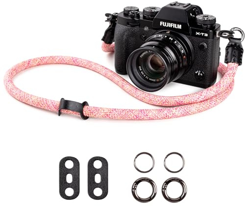 VOVMOEYA Tracolla Fotocamera Corda,Cinghia per Fotocamera Corda per Fujifilm X100V XT5 Nikon ZFC Z30 Z50 Canon EOS R6 R10 R50 Sony A6000 A6400 A7 IV Fotocamera Tracolla - Rosa mimetico