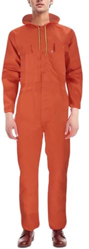 Darringls Herren-Overall, langärmelig mit Reißverschluss vorne,Elastischer Taille Maleroverall， Flecken- und knitterresistenter Arbeits-Overall mit Mehreren Taschen
