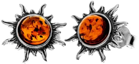 SilverAmber Jewellery UK - Boucles d'oreilles rectangulaires en argent sterling 925 et ambre baltique naturel - 8549, Argent, Ambre