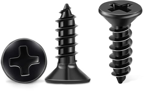 100 Pezzi M4 X 10mm Nero Croce Vite autofilettante a Testa Piana Svasata in Acciaio inox A2 TPOHH, Vite per legno Coda a punta Viti autofilettanti, CON INTAGLIO PH